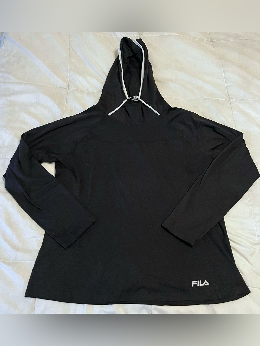 Fila Black Funnel Neck Moisture Wicking Active Training Hoodie Womens size L